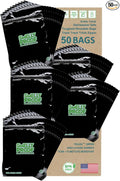Smelly Proof Reusable Food Storage Bags, Black 4-Mil Thick, Heavy Duty Reusable Snack Bags, Reusable Freezer Bags, BPA-Free, No PEVA, Non-Silicone, 6.5” x 7.5”, 50-Pack