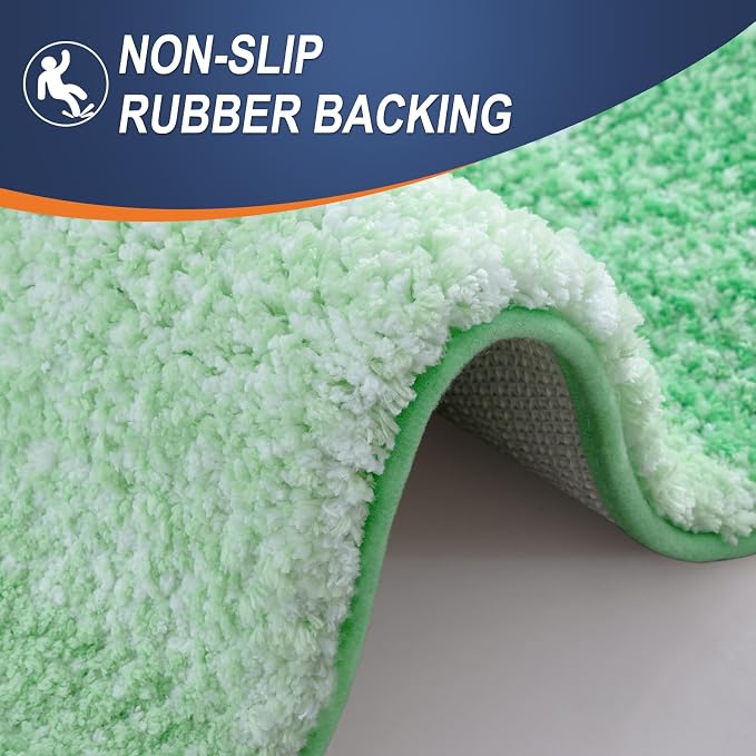 OLANLY Bathroom Runner Rugs Mat 70x24, Extra Soft Absorbent Microfiber Bath Rugs, Rubber Backing, Quick Dry, Washable Long Bath Mats for Bathroom Floor, Tub and Shower, Home Decor Accessories, Green