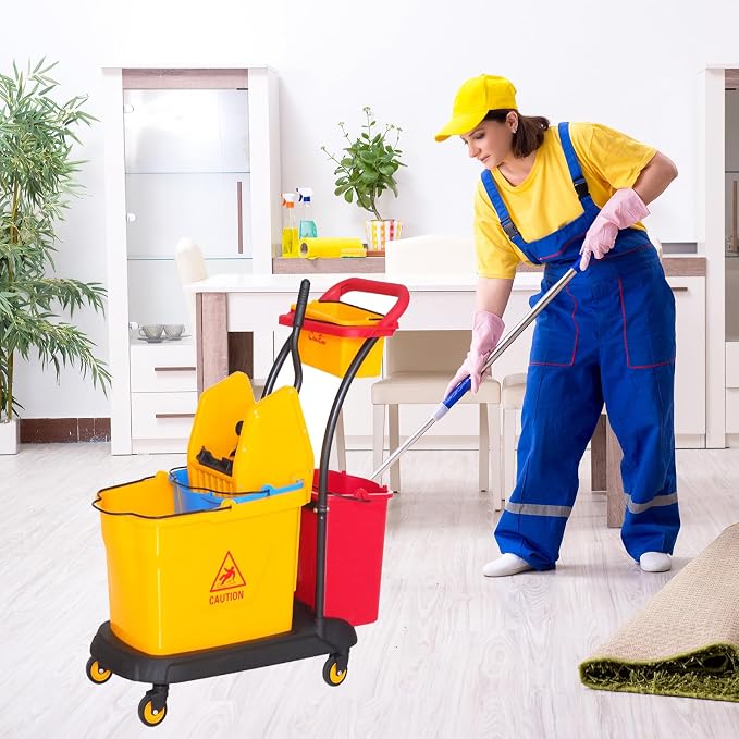 Sasylvia Yellow Mop Wringer Replacement Down Press Mop Bucket Wringer Industrial Cleaning Accessories for Commercial Floor Mopping Buckets Restaurant Supplies, 26quart or 33 Quart(Down Press)