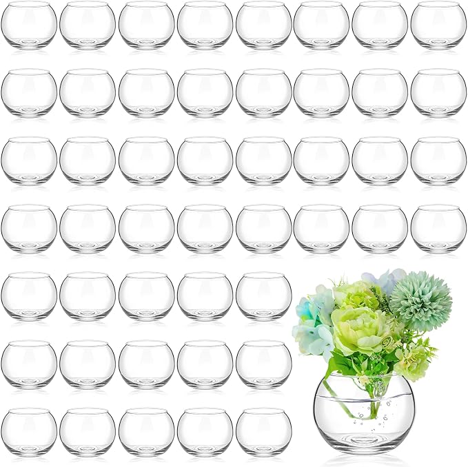 48 Pcs Fish Bowl Bubble Vase Bulk,3.5" h X 4.7" w