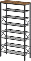 YATINEY 8 Tier Shoe Rack, Shoe Storage Organizer, Large Capacity Shoe Shelf Holds 32 Pairs of Shoes, Sturdy and Stable, for Entryway, Hallway, Closet, Dorm Room, Rustic Brown SS08BR