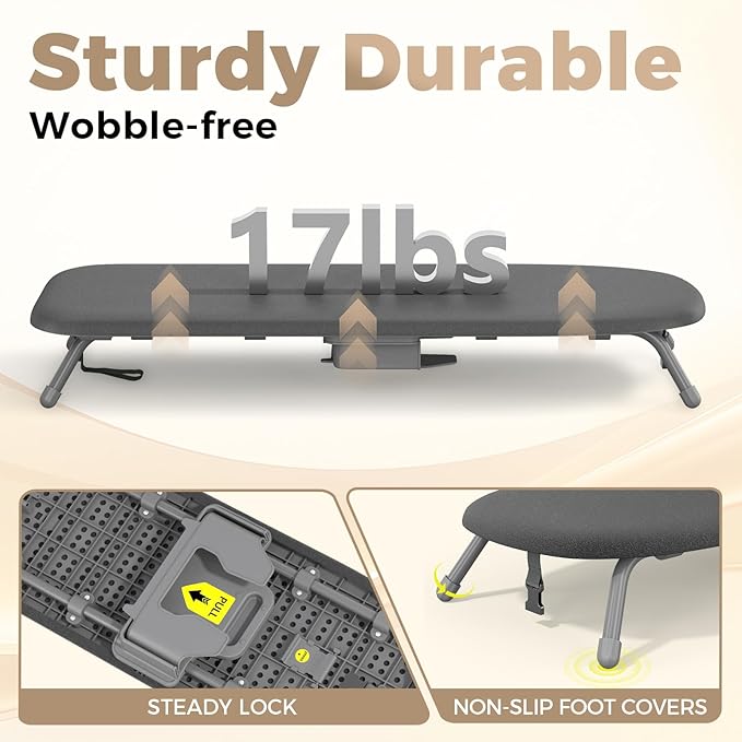 Kingboard Tabletop Ironing Board with Iron Holder, Small Iron Board with Heat Resistant Cover, Portable Mini Ironing Board with Non-Slip Feet for Home Travel, 12 * 32 Black