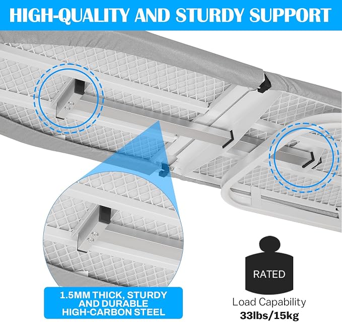 Wall Mounted Ironing Board Height Adjustment with Iron Holder 36 x 12 Inch | Fold Down Ironing Board Wall Mount Space-Saving Iron Board with Removable Heat Resistant Cover for Laundry Room, Home