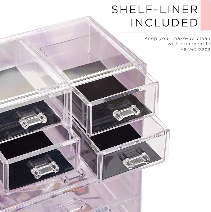 Sorbus Acrylic Makeup Organizer Set, 7-Drawer Vanity & Countertop Cosmetic Storage with Small & Wide Compartments, Tie Dye Makeup Storage for Brushes, Jewelry – Holiday Gift for Women & Teens