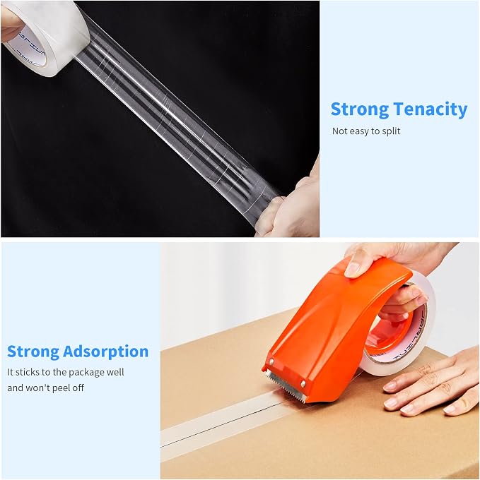 JARLINK 6 Rolls Clear Packing Tape, Heavy Duty Packaging Tape | Ultra Thick 2.8mil and 1.88" Wide. 60 Yards per Roll, 360 Total Yards. Moving Supplies for Shipping Packaging Sealing
