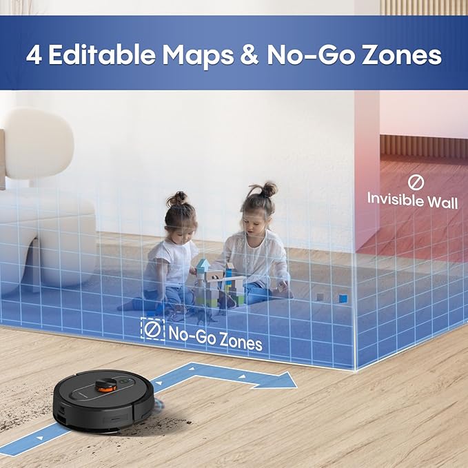 Robot Vacuum and Mop Combo, 6000Pa Strong Suction, Self-Emptying Dock,LiDAR Navigation, 90-Day Hands-Free,Robotic Vacuum for Pet Hair, Dust, Hard Floors and Carpets