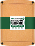 Freshware Wood Cutting Board for Kitchen, Juice Groove, Non-Slip Silicone Feet, Dishwasher Safe, Large, 15" x 11.25", Natural