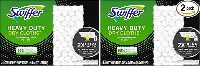 Swiffer Sweeper Heavy Duty Dry Multi-Surface Cloth Refills for Floor Sweeping and Cleaning, Unscented, (Pack of 4)