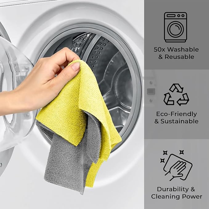 AS-Microfiber Cleaning Cloth Roll, 20Pcs Reusable Tear-Away Towels, 4000 Times Washable Ultra Absorbent Lint-Free Cleaning Cloths for Kitchen, Car, Garage & Home