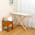 Premium Solid Wood Ironing Board with Foam Pad & Cotton Cover, Adjustable Height for Home Use(Log)