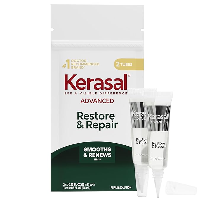 Kerasal Restore & Repair Nail Care Brush - Controlled Nail Repair for Damaged Nails, Quickly Improves Appearance and Smooths Uneven Texture, 0.43 fl oz, Includes 2 Applicators