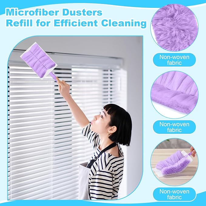 Mimorou 300 Pcs Disposable Dusters Refills Bulk Heavy Duty 180° Multi Surface Replacement Dusters for Cleaning Ceiling Fan with Microfibers Unscented (Pastel Colors)