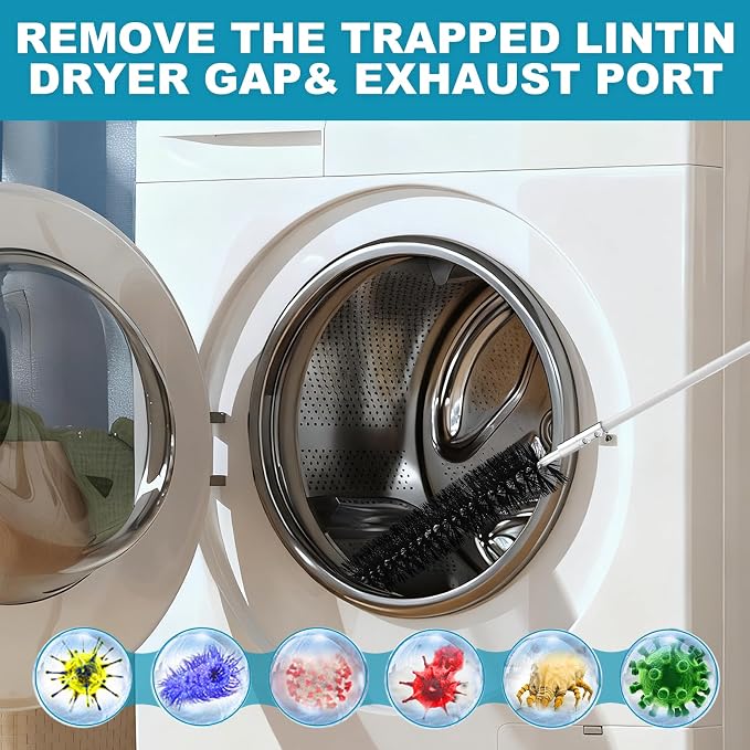 Sealegend 50 Feet Dryer Vent Cleaner Kit/Lint Remover/Fireplace Chimney Brushes/Upgraded Flexible Quick-Snap Brush with Drill Attachment for Easy to use/Cleaning Tools Use with or Without Power Drill