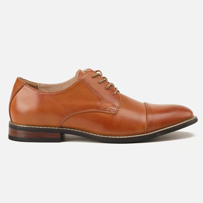 Mens Classic Cap Toe Dress Shoes Oxford for Office | Polished PU Outer Shell,Ventilated Comfortable Latex Insole. Formal Footwear Suited for Office Engagements ,Outings,Weddings