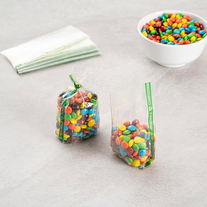 Restaurantware Clear Cellophane Bags 100 Count 2.01 x 1.02 x 5 Inches Heat Sealable Plastic Bags, High Clarity Gusset Bags Food Safe Packaging Clear
