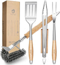TIVOLI 4PCS Grilling Accessories Set - Heavy Duty BBQ Tool Set | Stainless Steel, Heat-resistant, Spatula, Tongs, Fork, Cleaning Brush, Gift Box, for Outdoor