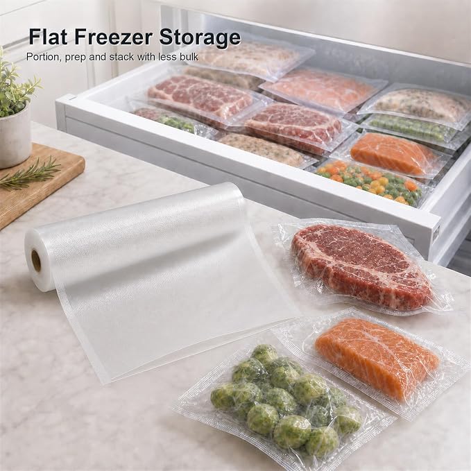 MAGIC SEAL Vacuum Sealer Bag Roll for Food, 12 in x 50 ft, 1 Roll | BPA-Free Nylon-PE, 4 mil Textured Side, Cut to Size for Freezer Storage, Sous Vide and Meal Prep