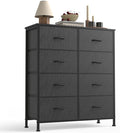 Sweetcrispy 8 Drawer Dresser with Fabric Bins Fabric Storage Tower Organizer for Bedroom Closet Hallway Entryway Tall Chest of Drawers with Steel Frame Wood Top Easy Pull Handles,Grey