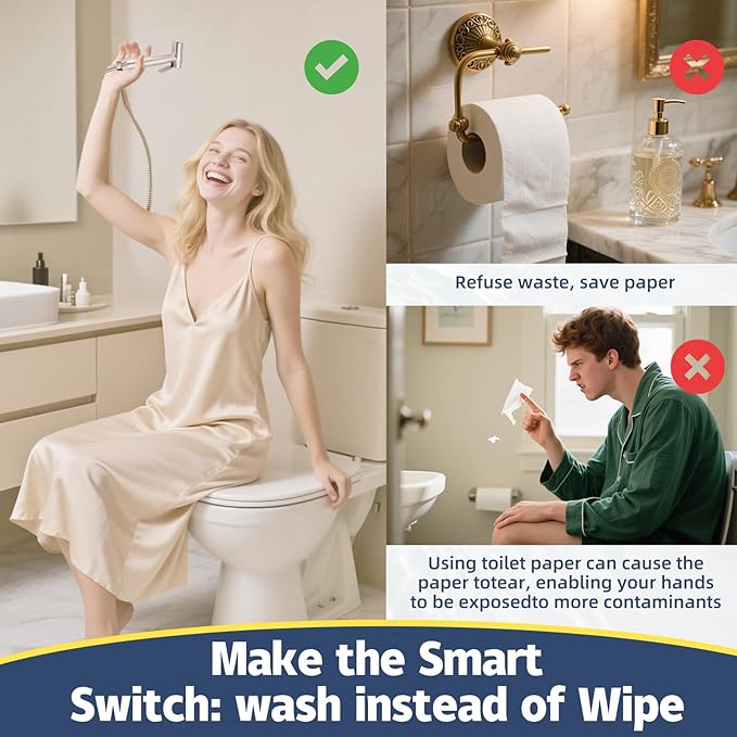 Vayzluiy Handheld Toilet Bidet Sprayer for Toilet-Adjustable Water Pressure Control with Bidet Hose for Feminine Wash, Stainless Steel Brushed Nickel Cloth Diaper for Baby Wash (Stainless Steel, 2)