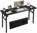 XBurmo Folding Desk Foldable Table, No Assembly 55.1" Foldable Desk Space-Saving Workstation for Small Space, Computer Table, Flat Storage for Home Office, Bedroom, Dorm, Study Room, Dark Oak