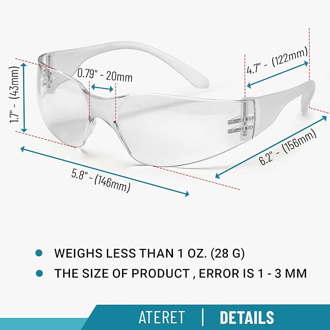 ATERET Earplugs 200 Pairs & 12 Pairs of Safety Glasses I 32db Noise Cancelling Soft Disposable Ear Plugs I Safety Hearing & Eye Protection for Hunting Shooting Range Work Construction