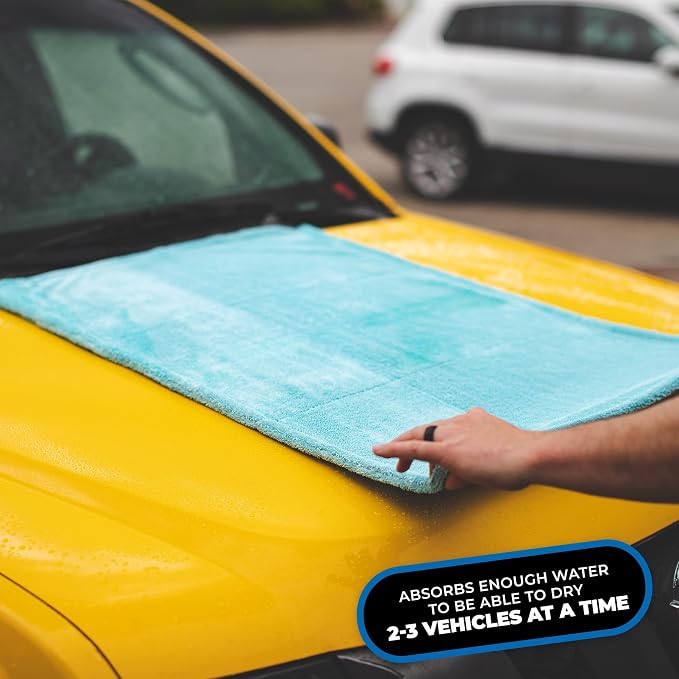 The Rag Company, The Liquid8r, Absorbent 70/30 Blend Microfiber Drying Towel for Cars, Trucks, and SUVs, Safe for Detailing, Scratch-Free, Twist Loop, 1100 GSM, 25x36 Inches, Aqua Blue