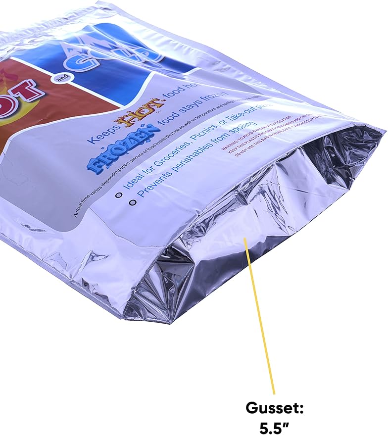 Superio Hot and Cold Insulated Bags for Food Delivery, Grocery Shopping Bags, Food Storage for Hot and Frozen Food for Travel, Disposable Cooler Bag, Reinforced Thermal Lunch Bag (5, 20" x 19")