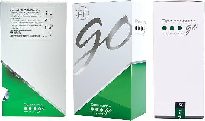 Opalescence Go 15 PF - Prefilled Teeth Whitening Trays 4638-TS | Hydrogen Peroxide 15% and Potassium Fluoride PF - Developed by Dentists (10 Treatments) Mint Flavor