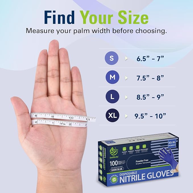 SWIFTLITE Disposable Nitrile Gloves, Food Safe, Latex-Free Powder-Free, Kitchen Rubber Gloves for Cooking and Cleaning