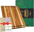 Teak Wood Cutting Board with Juice Groove (18x14x1", S) | Durable wooden cutting board for kitchen, heavy-duty butcher block, serving board, charcuterie platter. Gift box included