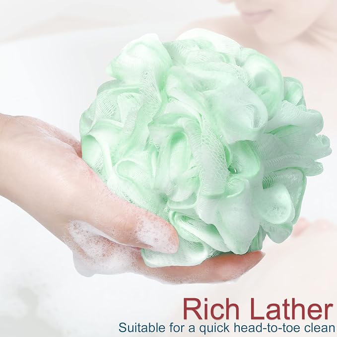 Shellwei 48 Pack Bath Sponge Shower Loofahs Bulk Pack 50g Soft Net Body Scrubber Shower Pouf Sponge Ball Body Exfoliating Bath Scrunchies for Men and Women
