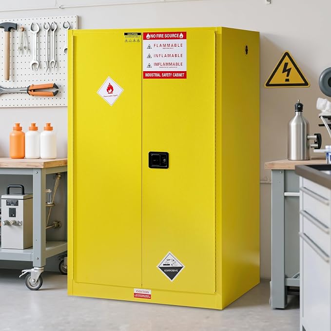 SPECRAFT 100-Gallon Flammable Safety Cabinet | 70 x 43 x 34 In, Cold-Rolled Steel, Adjustable Shelves, OSHA and CE Certified, for Industrial, Commercial and Lab Use
