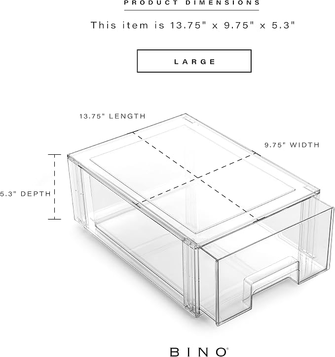 BINO | Stackable Storage Drawers, Large - Clear | THE CRATE COLLECTION | Storage Bins With Drawers | Bathroom Organizers | Under Sink Organizer | Vanity Cabinet Home Organization