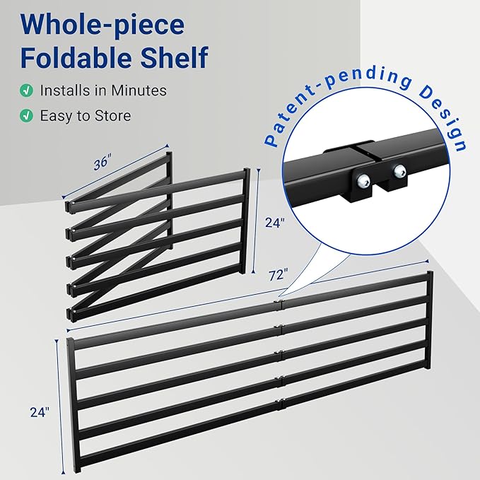 FLEXIMOUNTS 4-Pack 2x6ft Heavy Duty Garage Wall Shelving, 1200lbs Capacity, Garage Shelving Wall Mounted with 8 Hooks, Storage for Power Tools, Garden Supplies, Storage Bins, Lite Series