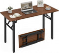 XBurmo Folding Desk Foldable Table, No Assembly 43.3" Foldable Desk Space-Saving Workstation for Small Space, Computer Table, Flat Storage for Home Office, Bedroom, Dorm, Study Room, Dark Walnut