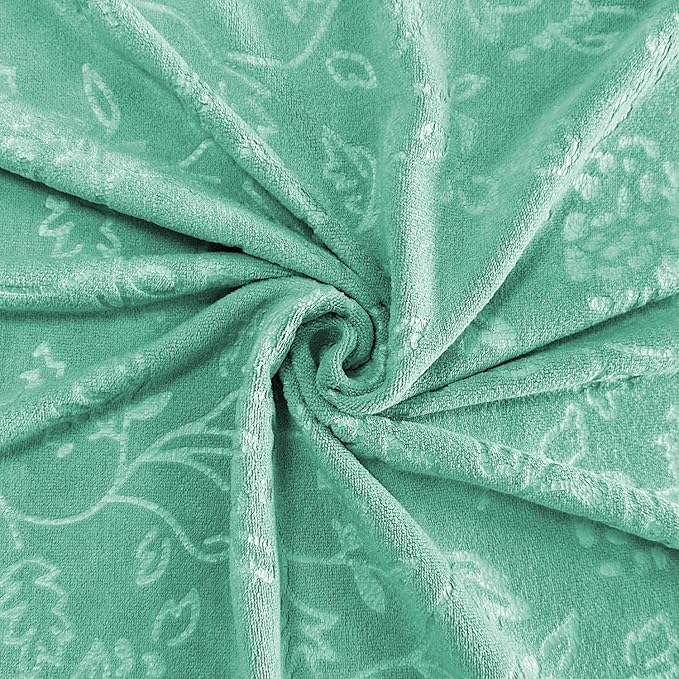 JML Microfiber Bath Towels Set, 2 Pack, 30" x 60", Green-Floral Embossed | Oversized, Soft, Absorbent, Fast Drying for Shower Sauna Yoga Swimming Sport Fitness Gym Pool