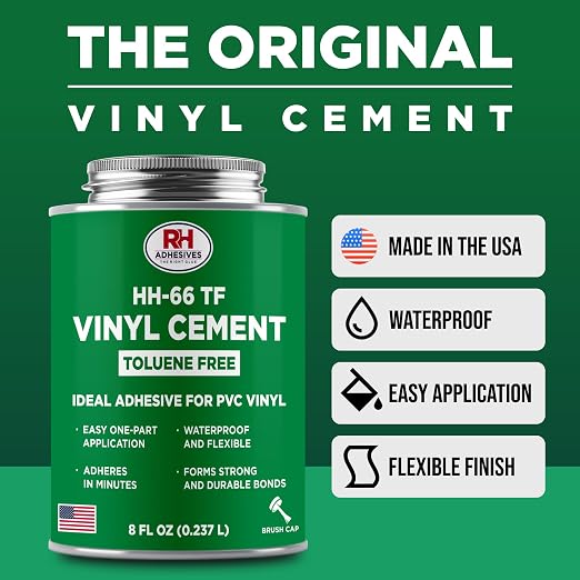 HH-66 Toluene Free Vinyl Cement 8 oz - Vinyl Adhesive, Cement Glue, Industrial Contact Cement for PVC & Vinyl Repair - Waterproof Flexible Vinyl Glue for Tarps, Pools, Inflatables – RH Adhesives