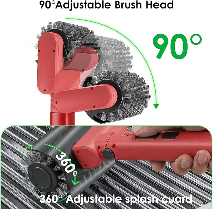 Electric BBQ Grill Brush Rechargeable, 3 Powerful Speed Rechargeable Electric Grill Brush for Outdoor Grill, 90° Adjustable, Stainless Steel Rotary Brush Head, Automatic Grill Cleaning Brush