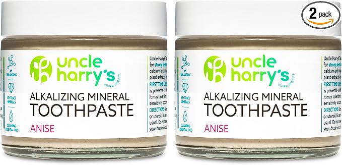 Uncle Harry's Anise Remineralizing Toothpaste | Natural Whitening Tooth Paste Freshens Breath & Promotes Enamel | Vegan Fluoride Free Toothpaste (2 Pack)