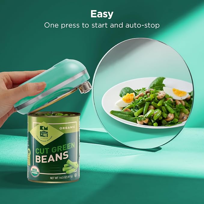 Kitchen Mama Mini Plus Electric Can Opener, Teal | USB-C Charging, Hands-Free Auto Stop, Cordless Smooth Edge, Compact for Travel, Perfect for Seniors with Arthritis