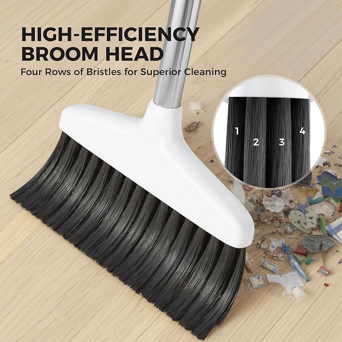Handy Broom, Indoor/Outdoor Brooms, Duty Kitchen Broom, for Home Garage Kitchen Office Courtyard Lobby Patio Lawn Concrete (1, White)