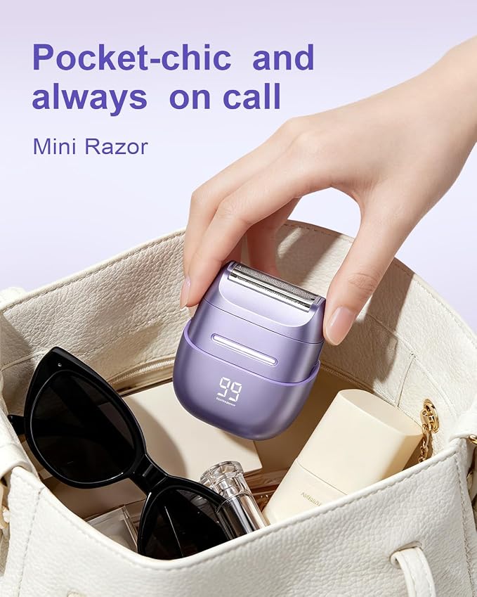 Electric Shaver for Women Waterproof Mini Electric Razors for Women - Cordless Foil Shaver for Hair Removal, Legs, Face, Body, Bikini,Sensitive Skin, Razor for Teen Girls (Purple, Fashion)