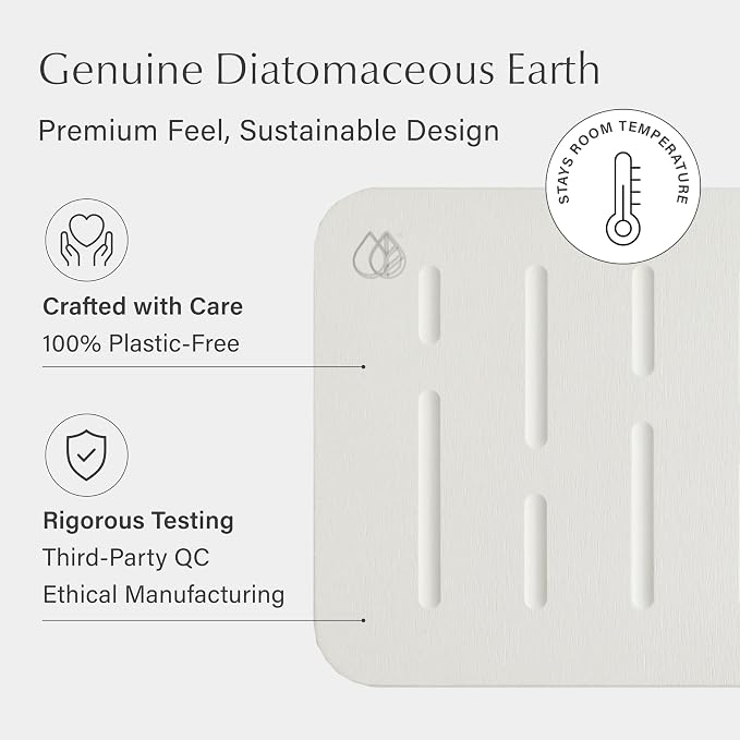 Dorai Home Stone Bath Mat Set - Premium Diatomaceous Earth Bath Floor Mats with Non-Slip Base, Fast-Drying Modern Shower Mat for Bathroom | Rain Sandstone, 2 Pack - 23.6"x15.4"