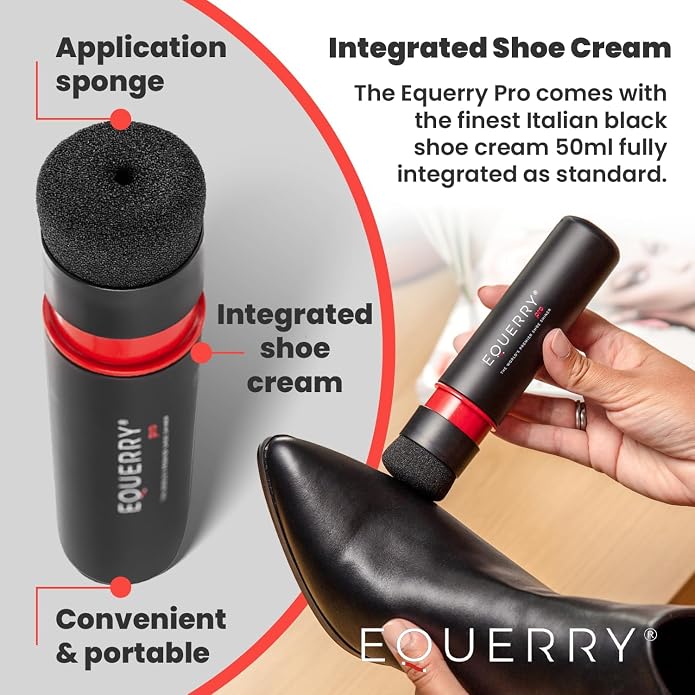 Electric Shoe Shine Kit with 50ml Black Shoe Polish Cream – Rechargeable Motorised Horsehair Brush for Leather Shoes, Boots, Handbags – Effortless Shine for School, Business Travel & Home