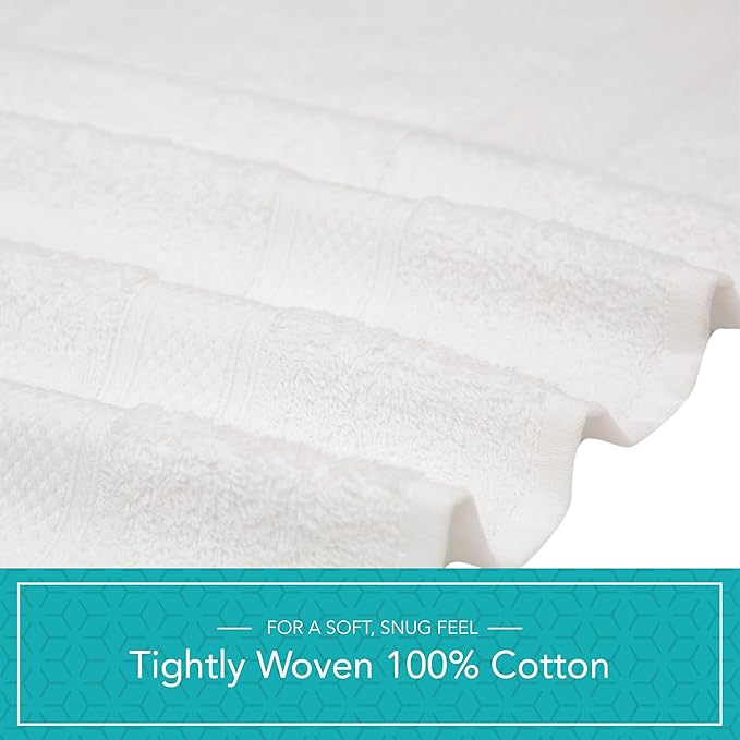 Pleasant Home Bath Towels Set of 6 (24” x 50”) 100% Cotton, 515 GSM | Lightweight, Soft & Highly Absorbent Luxury Towels for Bathroom | for Gym, Pool & Spa | 6 Pack, White