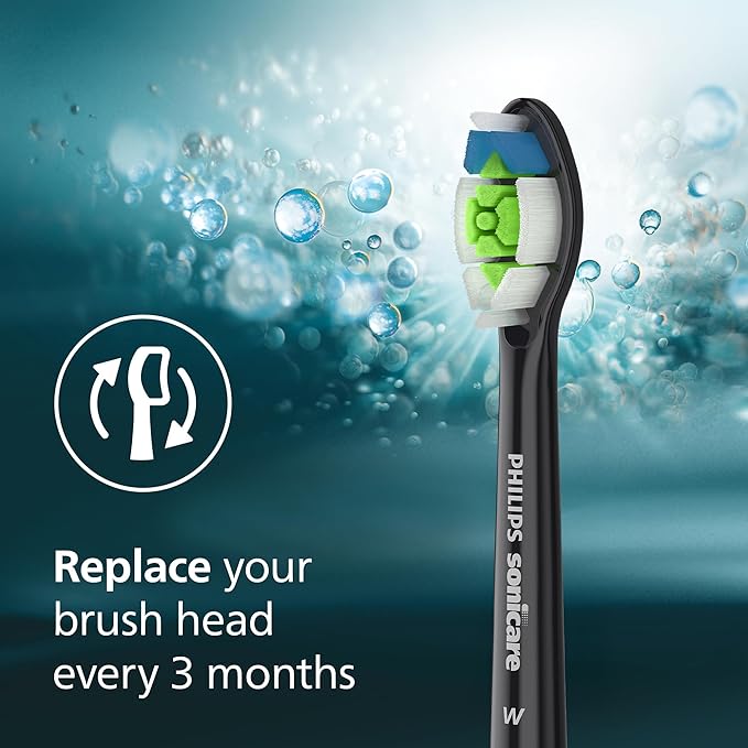 Philips Sonicare W DiamondClean - Genuine Replacement Electric Toothbrush Heads, Black, 2 Pack, HX6062/95