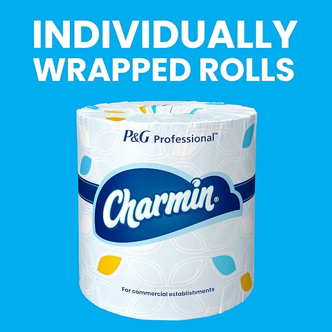 Charmin Professional Commercial Toilet Paper Rolls, Bulk 2-Ply Bathroom Tissue, Individually Wrapped, 450 sheets (75 count)