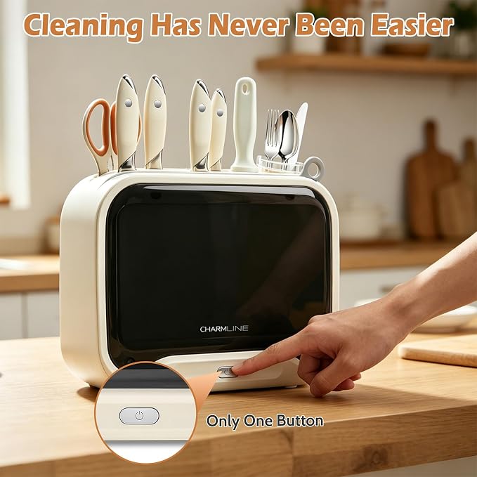 Charmline Next-Gen Smart Cutting Board and Knife Set with Holder, Self-Cleaning and Drying, Space-Saving Kitchen Organizer, Practical Gift for Mom, Dad, Housewarming, Birthday & Christmas
