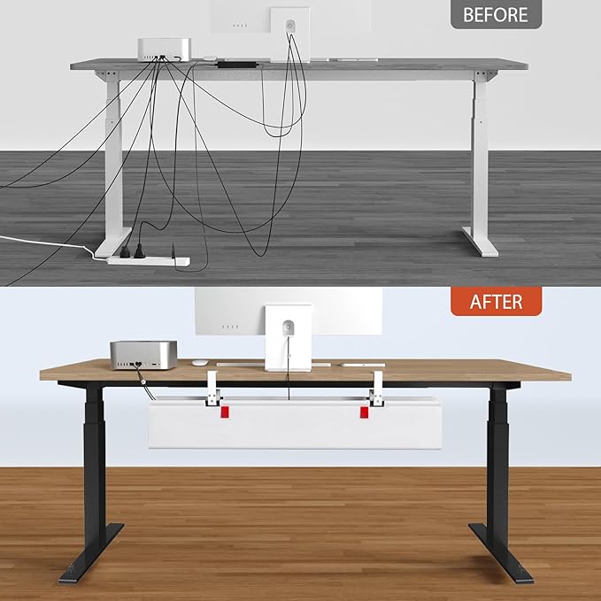 Univivi No Drill Under Desk Cable Management Tray, 36" Cord Organizer for Table, Clamp/Screw Mount Desk Cable Management, Premium Fabric Cable Management Tray for Office, Home