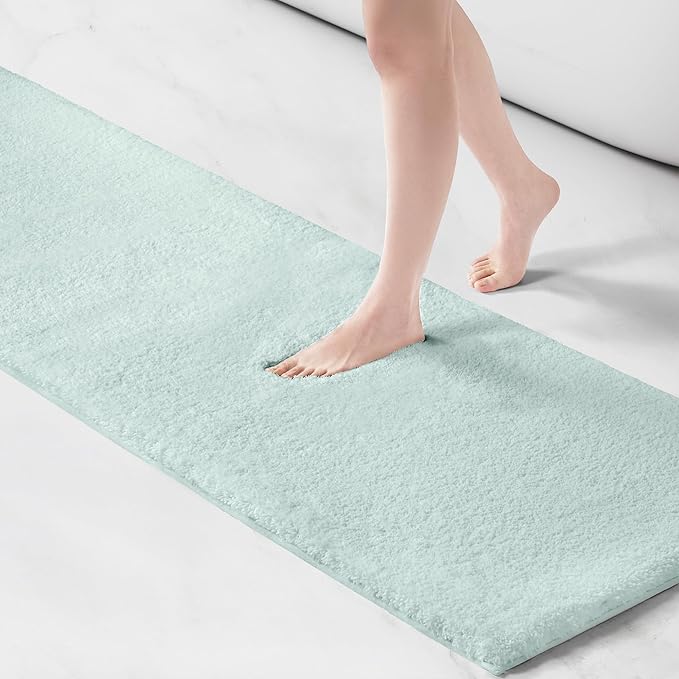 Madison Park Signature Marshmallow Bathroom Rug Non Slip, Luxrurious Plush Bath Mat, Absorbent, Quick Dry, Spa Design Bath Room Décor, 24x72, Seafoam